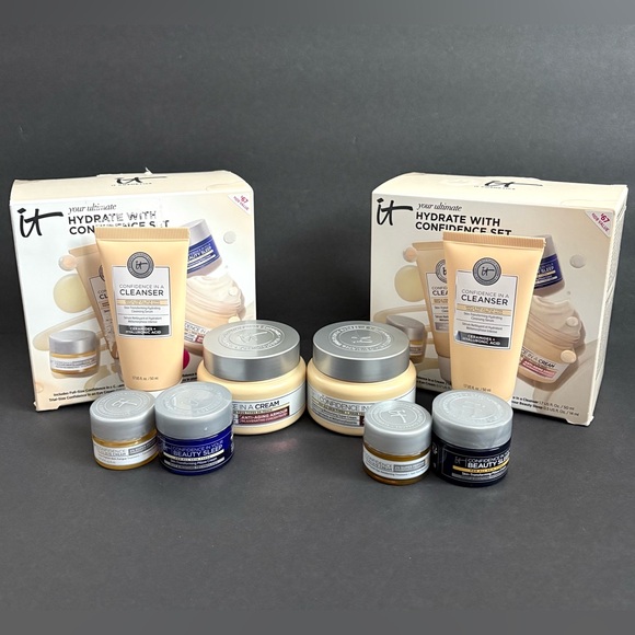 Lot of 2 IT Cosmetics Hydrate With Confidence 4-Piece Anti-Aging Skincare Sets